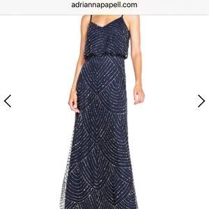 Adrianna Papell Blouson Beaded Gown